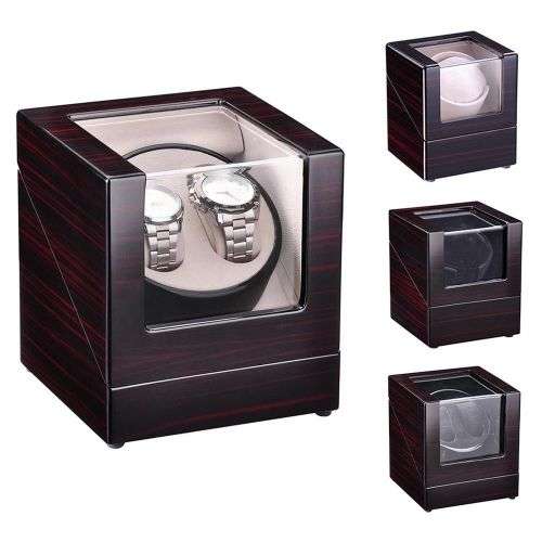 Automatic Dual Watch Winder Wood Display Box
