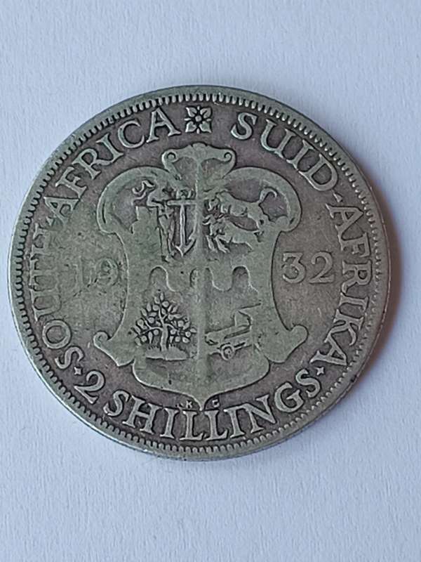 !!! Crazy R1 Start !!! Rare and valuable 1932 South African two shillings