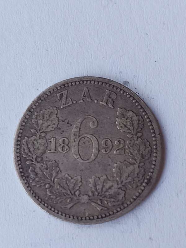 !!! Crazy R1 Start !!! Rare and valuable silver 1892 ZAR Paul Kruger six pence