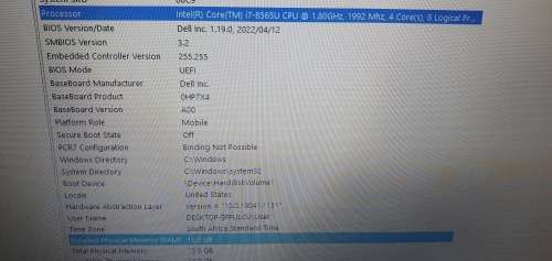 DELL INSPIRON i7 8TH GEN, 16GB RAM, SOFTWARE WORTH R6000