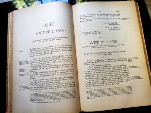 1888 ZAR LAW BOOK - "DE LOCALE WETTEN DER ZAR  1888" BY Pres PAUL KRUGER - ULTRA RARE