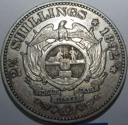 ZAR 1892 - 2 1/2 SHILLINGS - VERY RARE IN THIS TOP CONDITION - HIGH VALUE - AU/XF - HERNS CV R 8,250