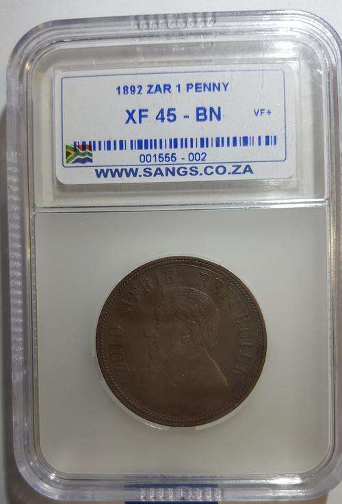 1892  ZAR 1 PENNY -  XF45 - LOVELY COIN AND IMPORTANT KEY YEAR - HERNS CV R 4000,00