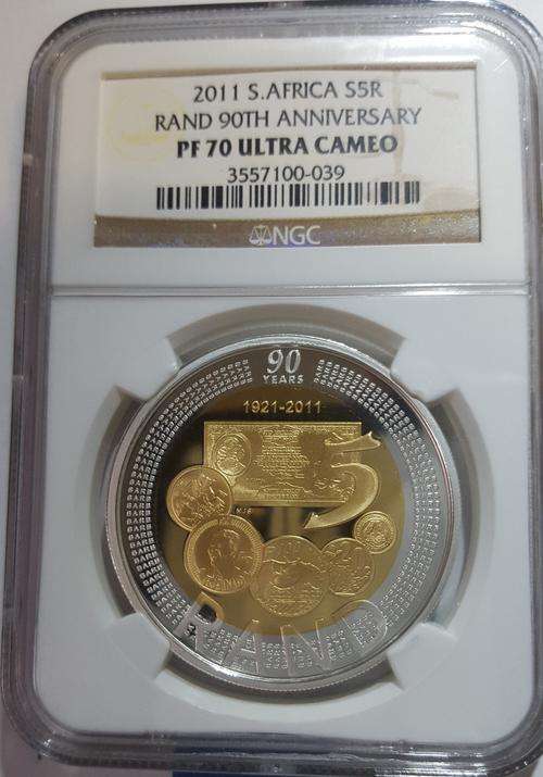 ###  2011 RSA GOLD / SILVER R5 CROWN  ### NGC PF70 ULTRA CAMEO - 90TH ANNIVERSARY OF THE SA MINT