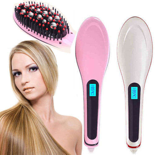 Electric Hair Straightener Comb Hot Iron Brush Auto Fast Hair Massager Tool