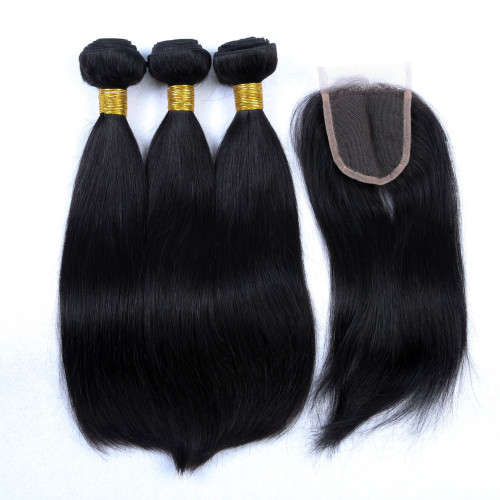 Brazilian Virgin Hair 8 - 30inches 9A 3 Bundles + Closure Straight