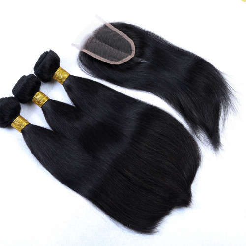 Brazilian Virgin Hair 8 - 30inches 9A 3 Bundles + Closure Straight