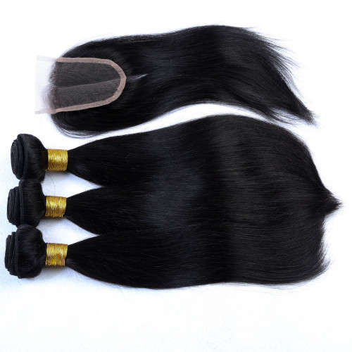 Brazilian Virgin Hair 8 - 30inches 9A 3 Bundles + Closure Straight