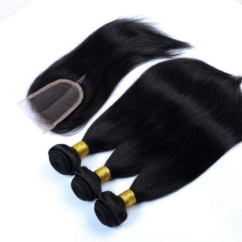 Brazilian Virgin Hair 8 - 30inches 9A 3 Bundles + Closure Straight