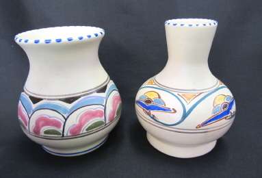 Two handpainted Honiton vases