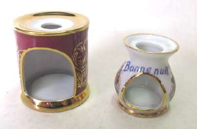 Two miniature Limoges tea warmers