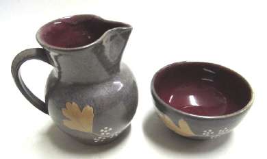 Hand-made Somerset pottery, decorated with leaves from Glastonbury Abbey