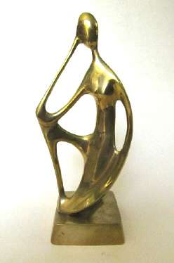 Brass sculpture, seated figure