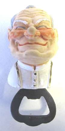 Unusual bottle opener with caricature of Pope John Paul II
