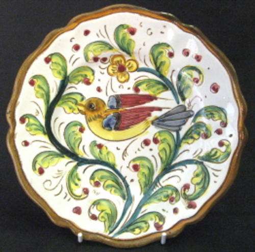 Hand-decorated Deruta wall plate
