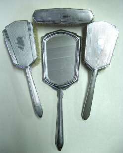 Set of art deco brushes and mirror