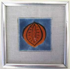 Framed handpainted ceramic tile