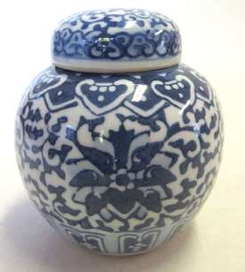 Blue and white ginger jar