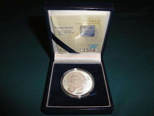 2010 STERLING SILVER GORDIMER PROTEA PROOF COIN!!!!