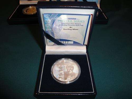 2006 DESMOND TUTU STERLING SILVER PROTEA PROOF COIN
