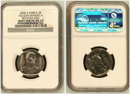 WOW, YEAR 2000 MANDELA MINT ERROR MS62, ROTATED DIES ABSOLUTELY RARE. PLEASE READ AUCTION.