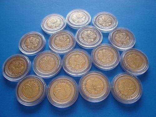 16x SARB Coins in holders with  mini Mandela featured on coin.