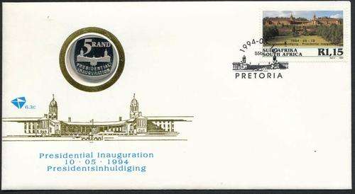 Proof Inauguration FDC -un tampered coin we paid R800 excluding postage. Grab a bargain.