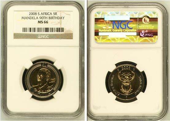 66) SERIAL NO-2395604-014, NELSON MANDELA, NGC PROFESSIONALLY GRADED COIN.