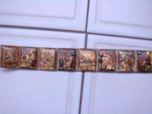 Antique enameled bracelet with fine detailed pictures on each segment