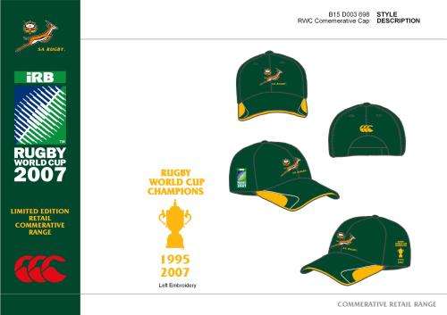 Springbok Limited Edition RWC 2007 Winners Commemorative Rugby Cap - Official Merchandise