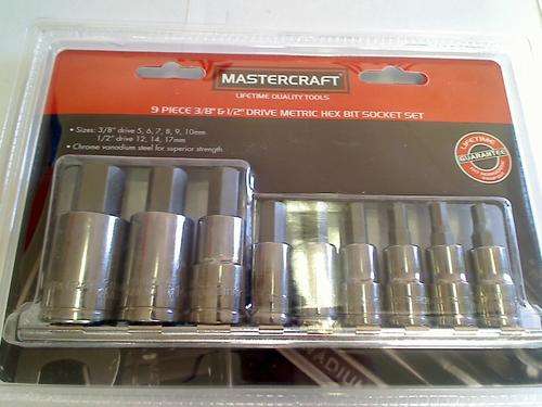 Mastercraft 9 Piece 3/8 & 1/2 Mteric Hex Bit Socket set (Shipping R75)