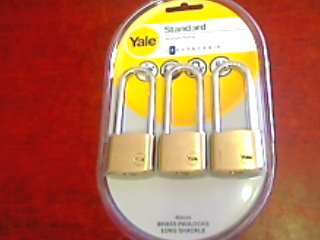 Yale 40mm Long Shackle Brass Keyed Alike Padlocks (3 Pack)