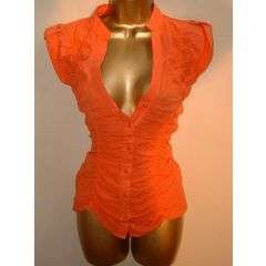 STUNNING ORANGE ROUCHED TOP