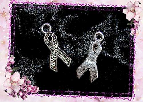 6 X SILVER RIBBON CHARMS