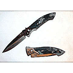 Black Hawk Military Flick Knife with Camo Handle