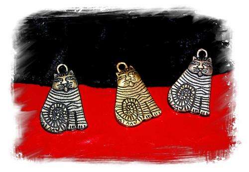 6 x CUTE BRONZE CAT CHARMS