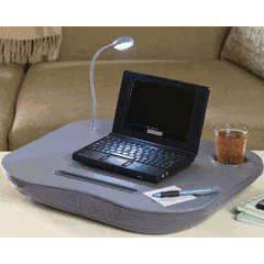Portable Laptop Desk with Built-In Cushion, LED Light and Cup Holder