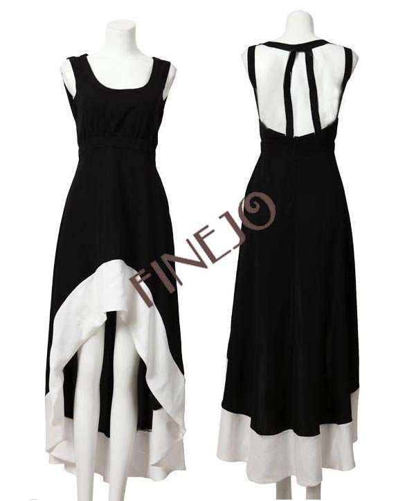 Deep U Neck Backless Swallow Tail Dress - LAST ONE