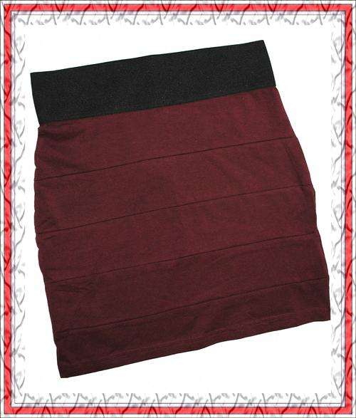 BURGUNDY BANDAGE SKIRT - SIZE 8