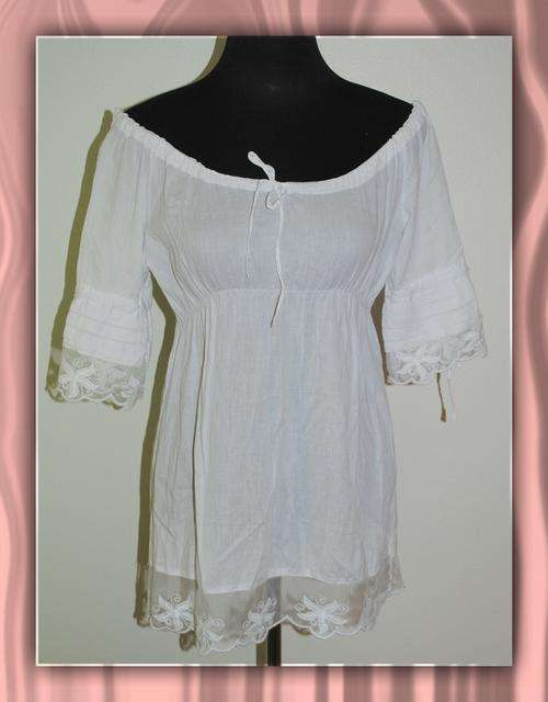 WHITE GYPSY STYLE BLOUSE - SIZE 34