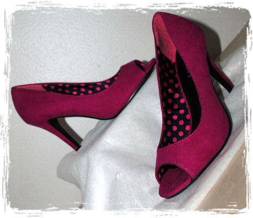 PINKY PURPLE MOCK SUEDE PEEPTOE COURTS - SIZE 6