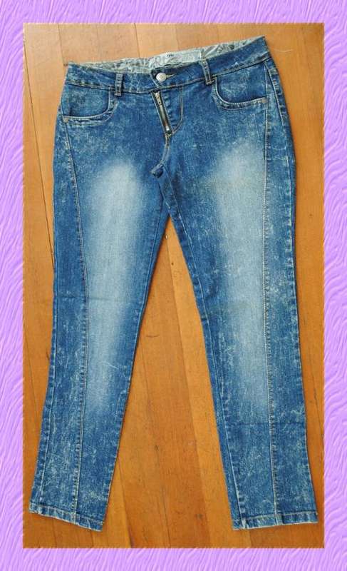 DARK BLUE STONE WASH LOOK JEANS - SIZE 34