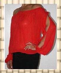 STUNNING SHEER RED GYPSY BLOUSE - SIZE 10P
