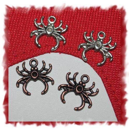 4 x BRONZE SPIDER CHARMS