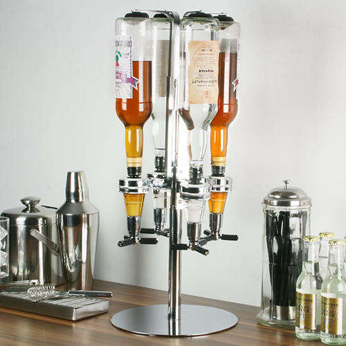 6 Bottle Rotating Liquor Dispenser with Sturdy Aluminium base