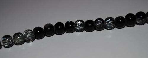 STUNNING BLACK & CLEAR CRACKLE BEADS