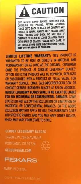 **GENUINE BEAR GRYLLS GERBER KNIFE** LIFETIME WARRANTY