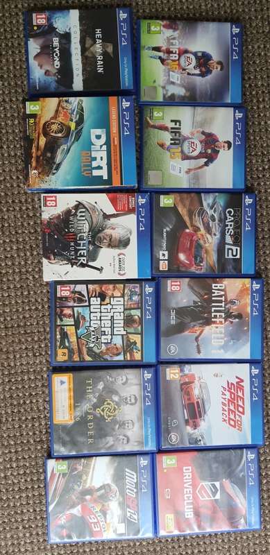 Playstation 4 with v2 controller and games with steering wheel