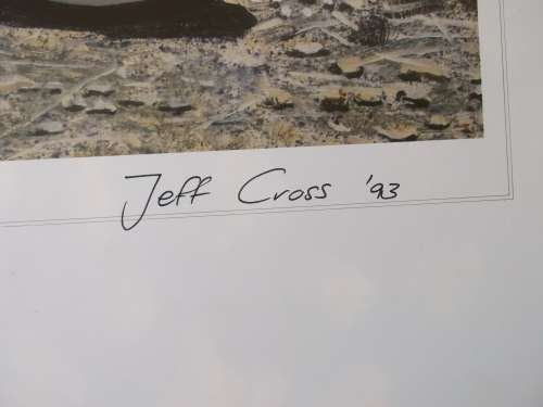 Set of 2 prints of motorbkie paintings by Jeff Cross, originally signed.