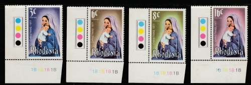 RHODESIA        MOTHER AND CHILD FULL SET CORNER WITH BLOCK NO,S